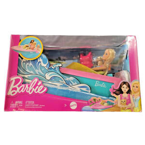 Barbie Speedboat Playset with Puppy Doll and Accessories for Water Adventures